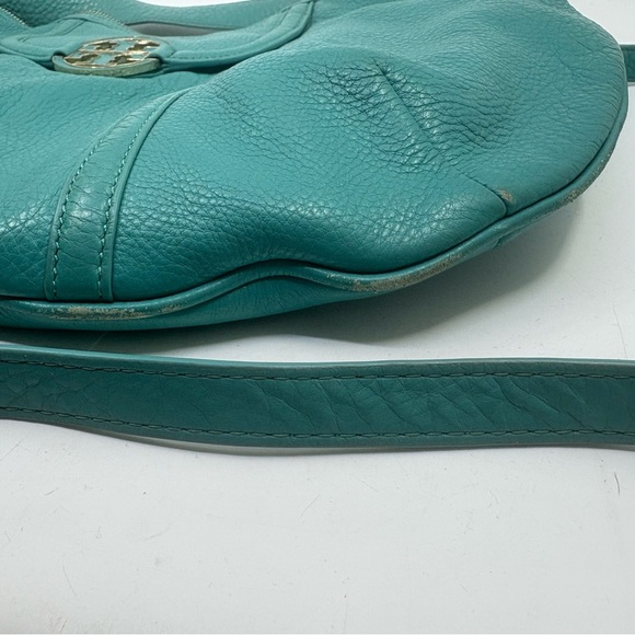 Tory Burch Teal Leather Amanda Hobo shoulder Bag with crossbody strap Read* - Picture 11 of 13